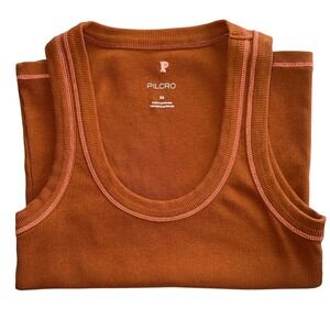 PILCRO‎ Ribbed Tank Top Burnt Orange Pink Trim Womens XS